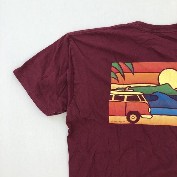 T&C Surf Design Adult Shirt L Burgundy Short Sleeve Crew Neck Size L Men's - Picture 13 of 14